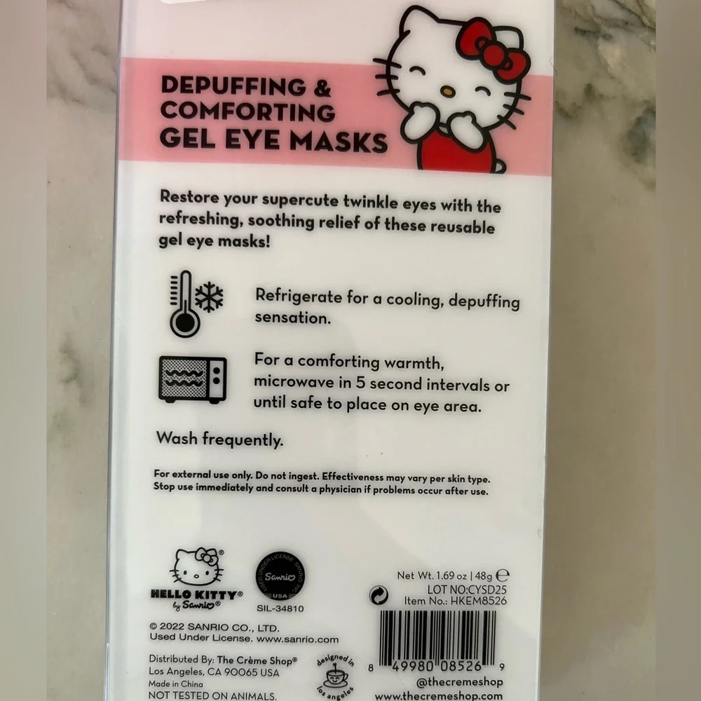 Hello Kitty Reusable Gel Eye Masks set of 2  The Creme Shop NWT
